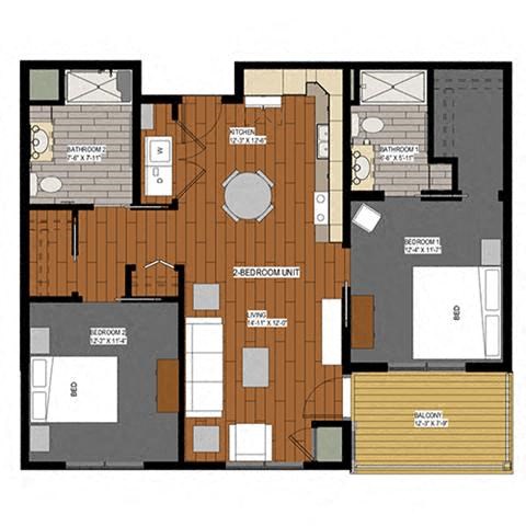a floor plan of a house with a wooden floor